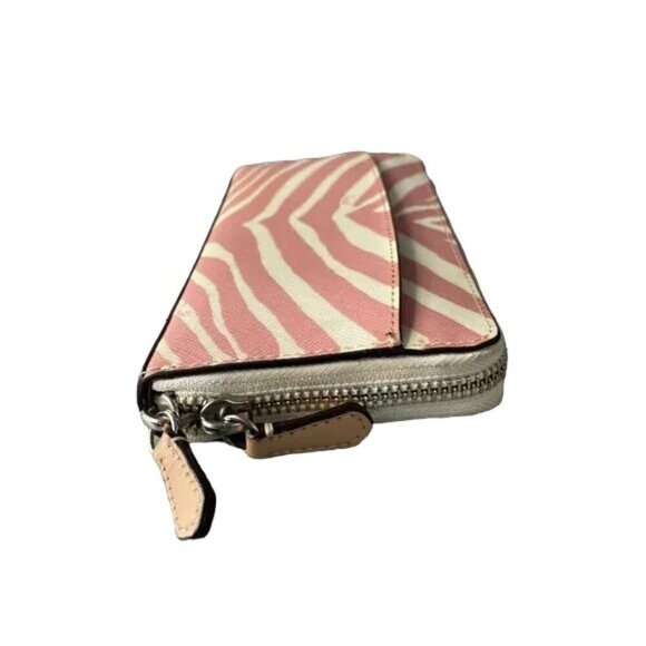 COACH Devin Tote & Peyton Long Wallet Tulle Zebra Stripe Print Cream & Pink - Picture 10 of 16